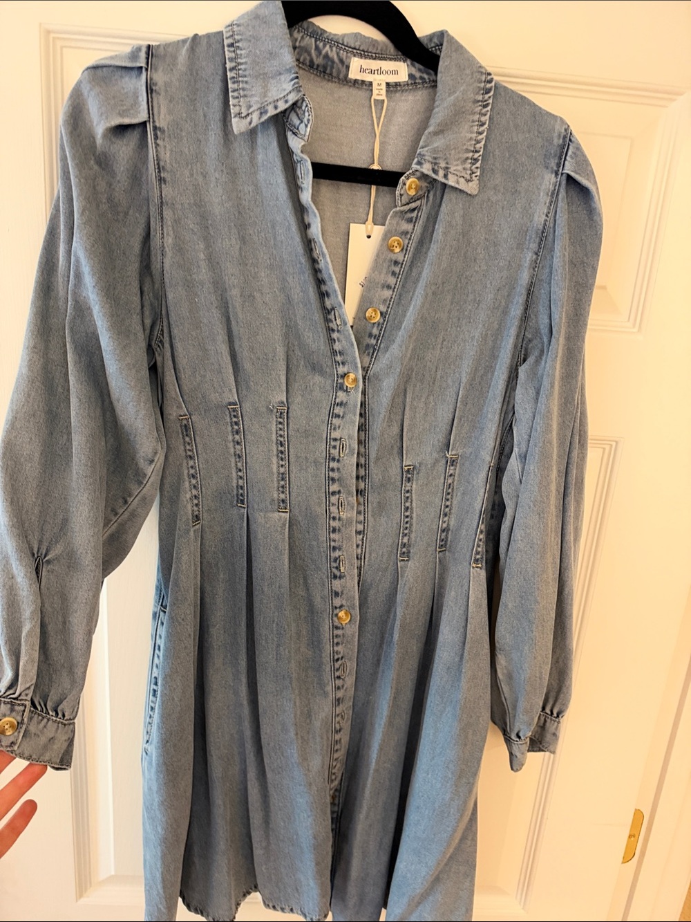Heartloom Light Wash Denim Shirt Dress - Light Blue